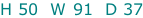 H 50  W 91  D 37
